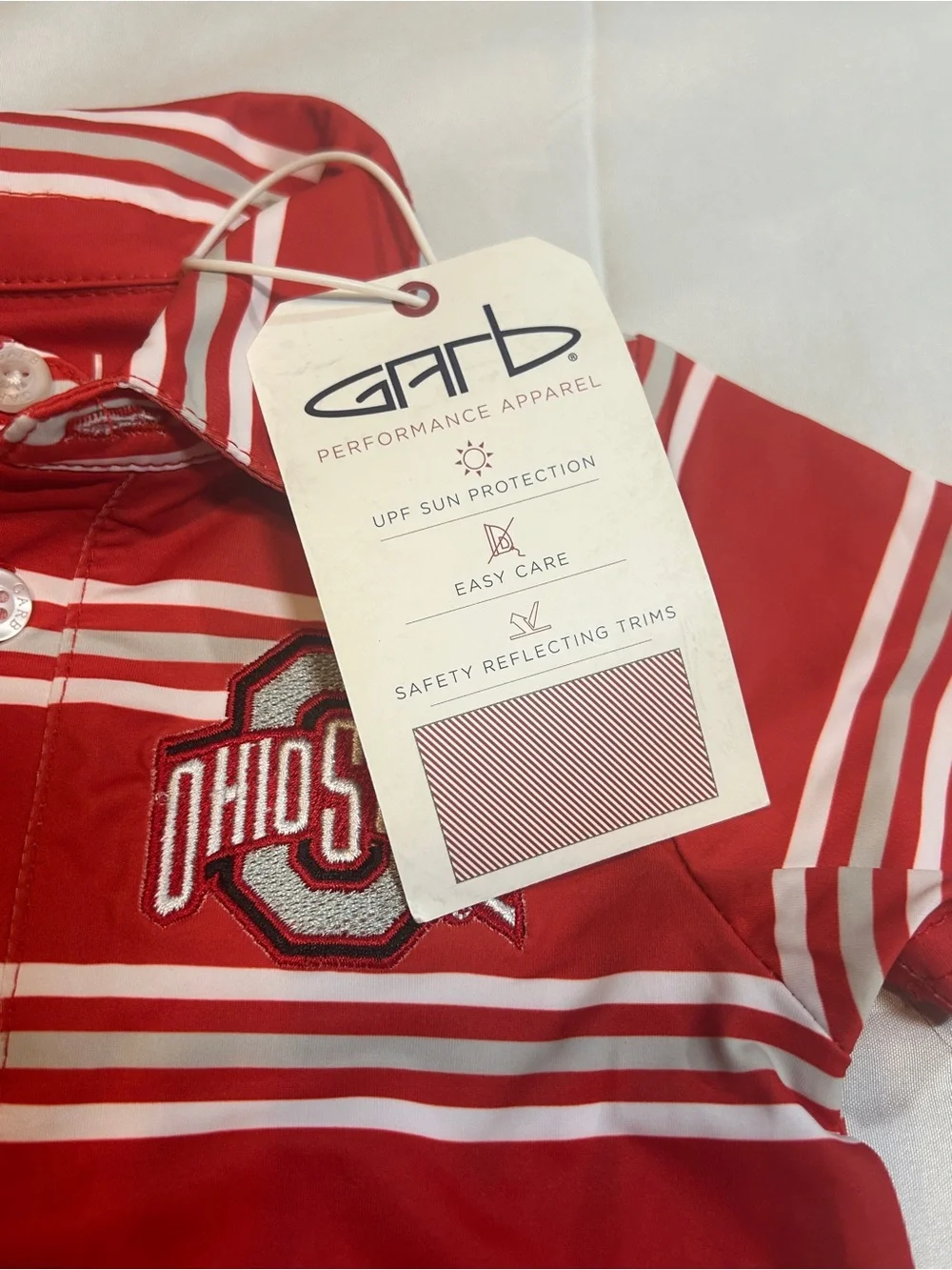 Ohio State Buckeyes Baby Boys Polo Romper 12M Red White Striped NWT Game Day
